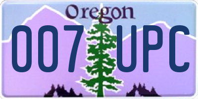 OR license plate 007UPC