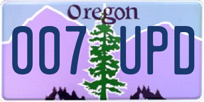 OR license plate 007UPD