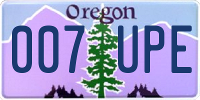 OR license plate 007UPE