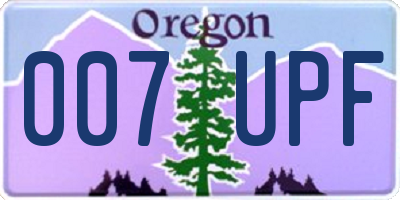 OR license plate 007UPF