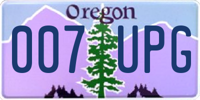 OR license plate 007UPG