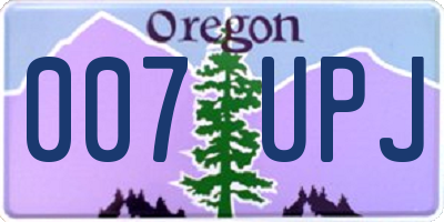 OR license plate 007UPJ