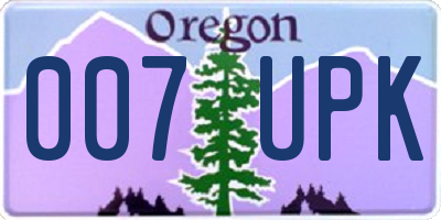 OR license plate 007UPK