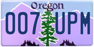 OR license plate 007UPM