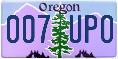 OR license plate 007UPO