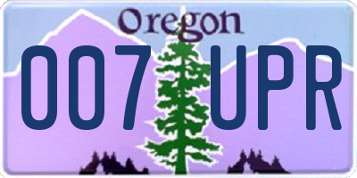 OR license plate 007UPR