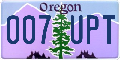 OR license plate 007UPT