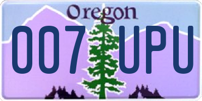 OR license plate 007UPU