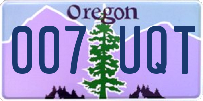 OR license plate 007UQT