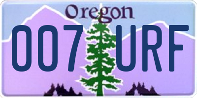 OR license plate 007URF