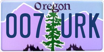 OR license plate 007URK