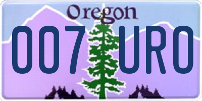 OR license plate 007URO