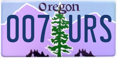 OR license plate 007URS