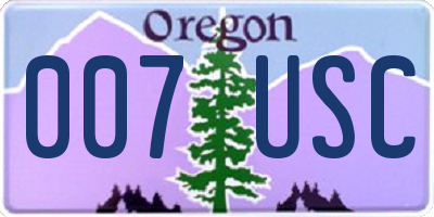 OR license plate 007USC