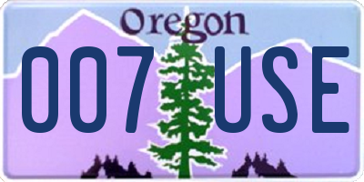 OR license plate 007USE