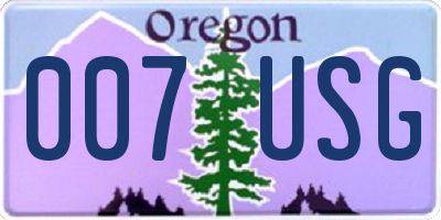 OR license plate 007USG