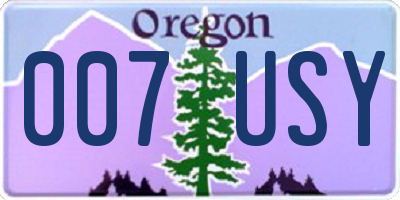 OR license plate 007USY