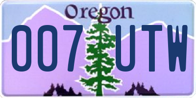 OR license plate 007UTW
