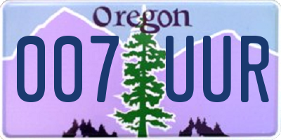 OR license plate 007UUR