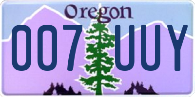 OR license plate 007UUY