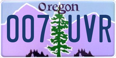 OR license plate 007UVR