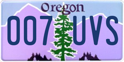 OR license plate 007UVS