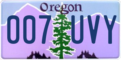 OR license plate 007UVY