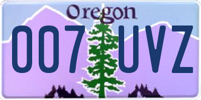 OR license plate 007UVZ