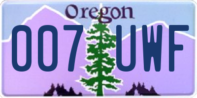 OR license plate 007UWF