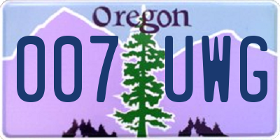 OR license plate 007UWG