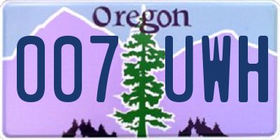 OR license plate 007UWH