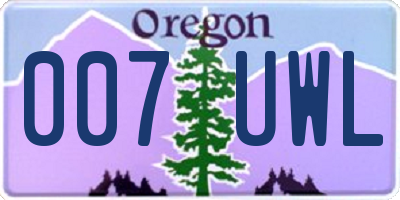 OR license plate 007UWL