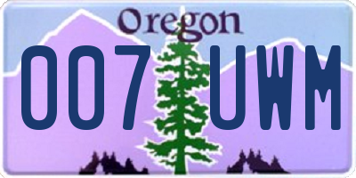 OR license plate 007UWM