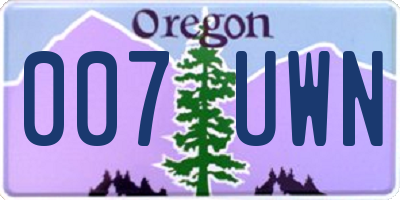 OR license plate 007UWN