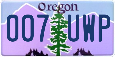 OR license plate 007UWP