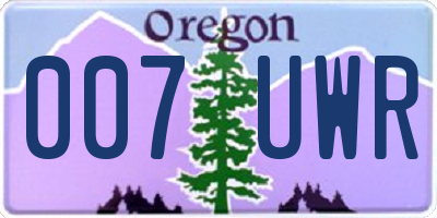 OR license plate 007UWR