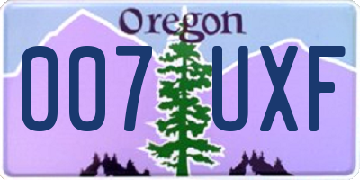 OR license plate 007UXF
