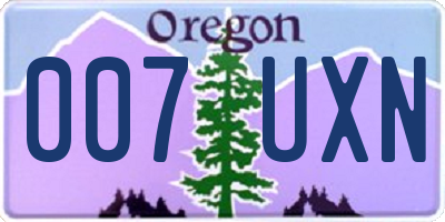 OR license plate 007UXN