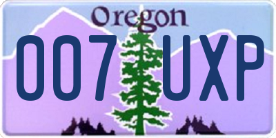OR license plate 007UXP