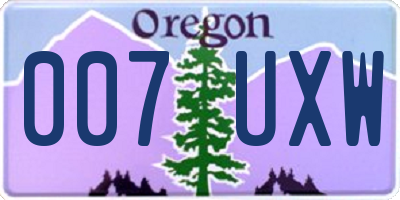 OR license plate 007UXW