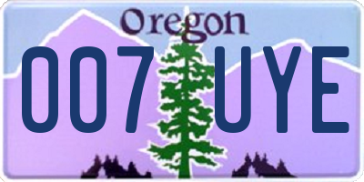 OR license plate 007UYE