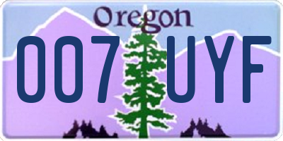 OR license plate 007UYF