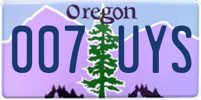 OR license plate 007UYS