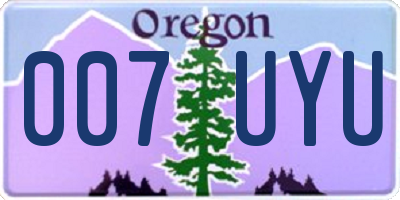 OR license plate 007UYU
