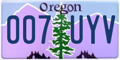 OR license plate 007UYV