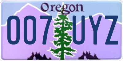 OR license plate 007UYZ