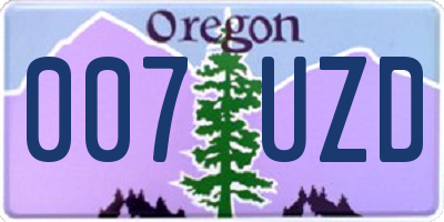 OR license plate 007UZD