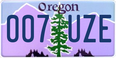 OR license plate 007UZE