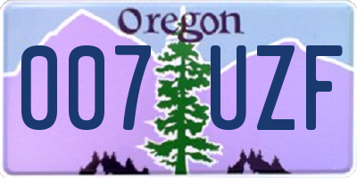 OR license plate 007UZF