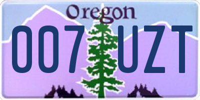 OR license plate 007UZT